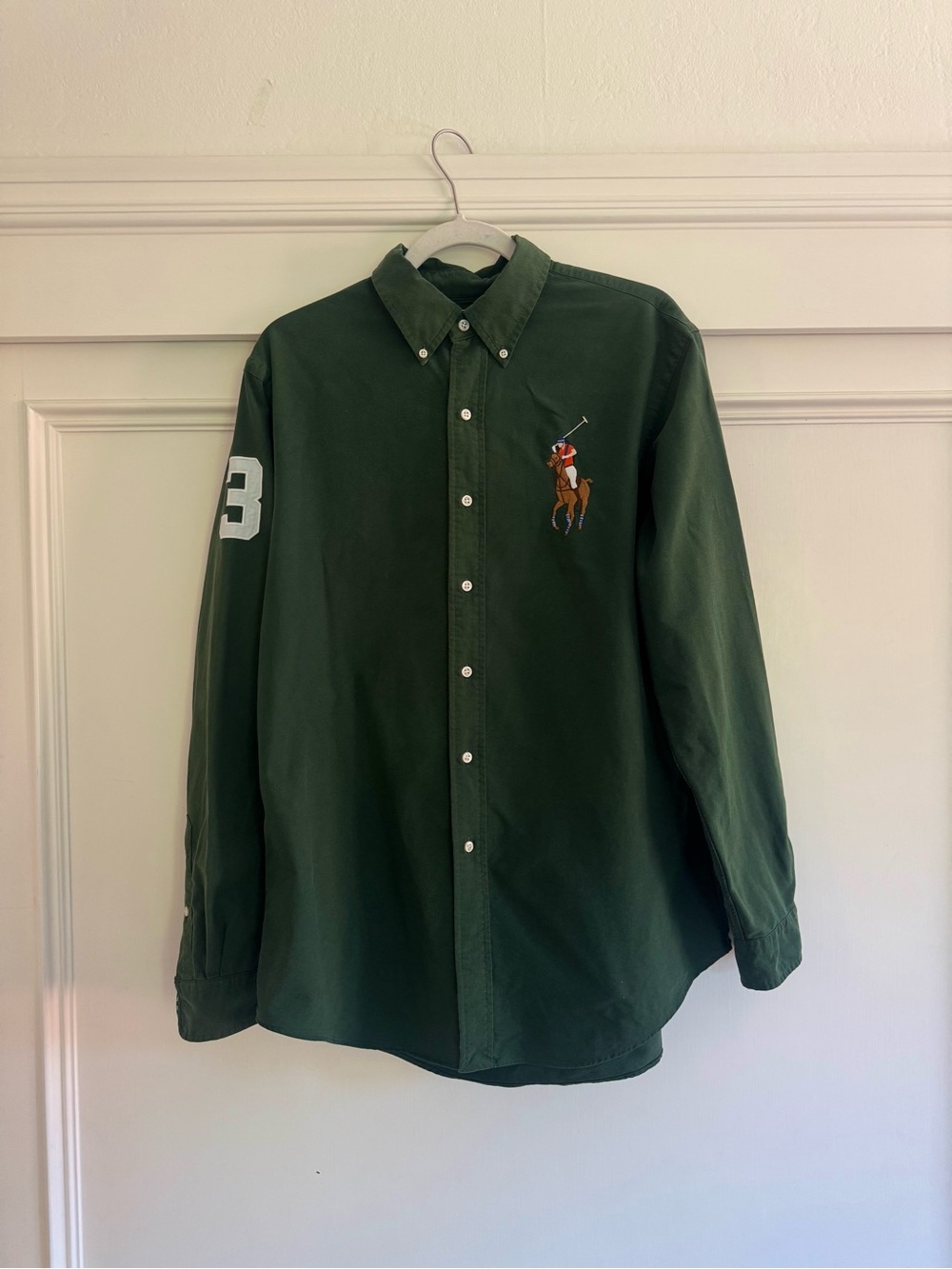 Vintage 90’s Ralph Lauren Men’s Dark Green Polo Button-Down Shirt
